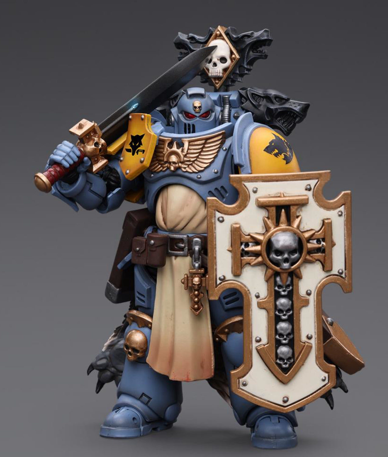 Figurine de collection JoyToy 40K : Primaris Space Marines Space Wolves Bladeguard Veteran, échelle 1:18, figurines d'action JT2795 (Space Wolves JT2795)