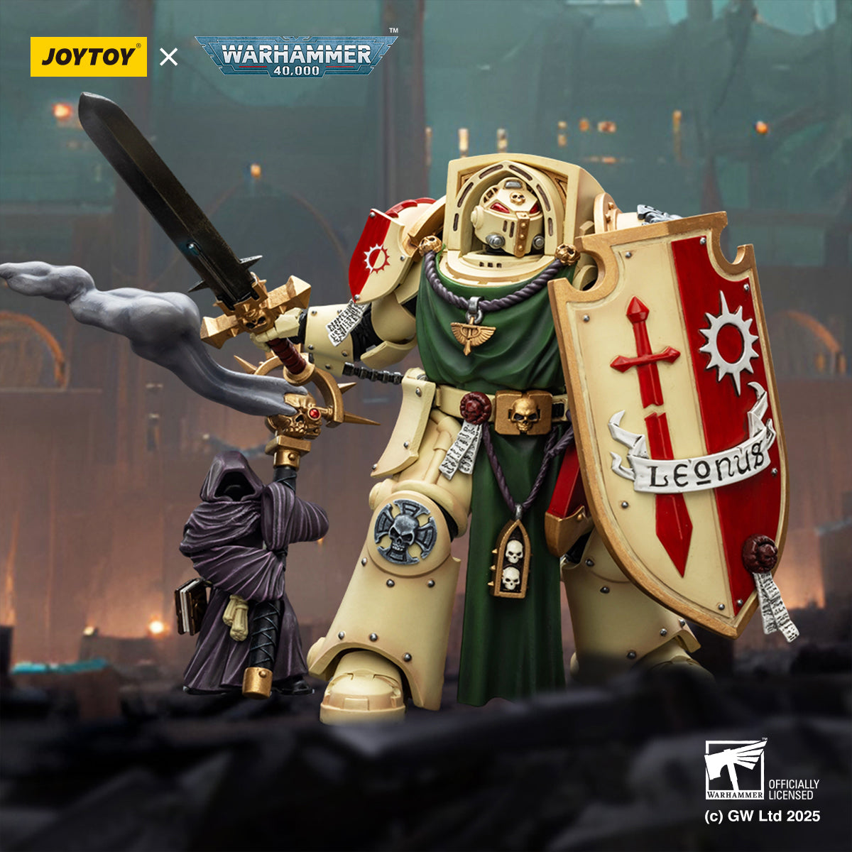 JOYTOY Dark Angels Deathwing Knight With Power Sword Storm & The Sanguinor with Encarmine Broadsword 1/18 Scale Action Figure