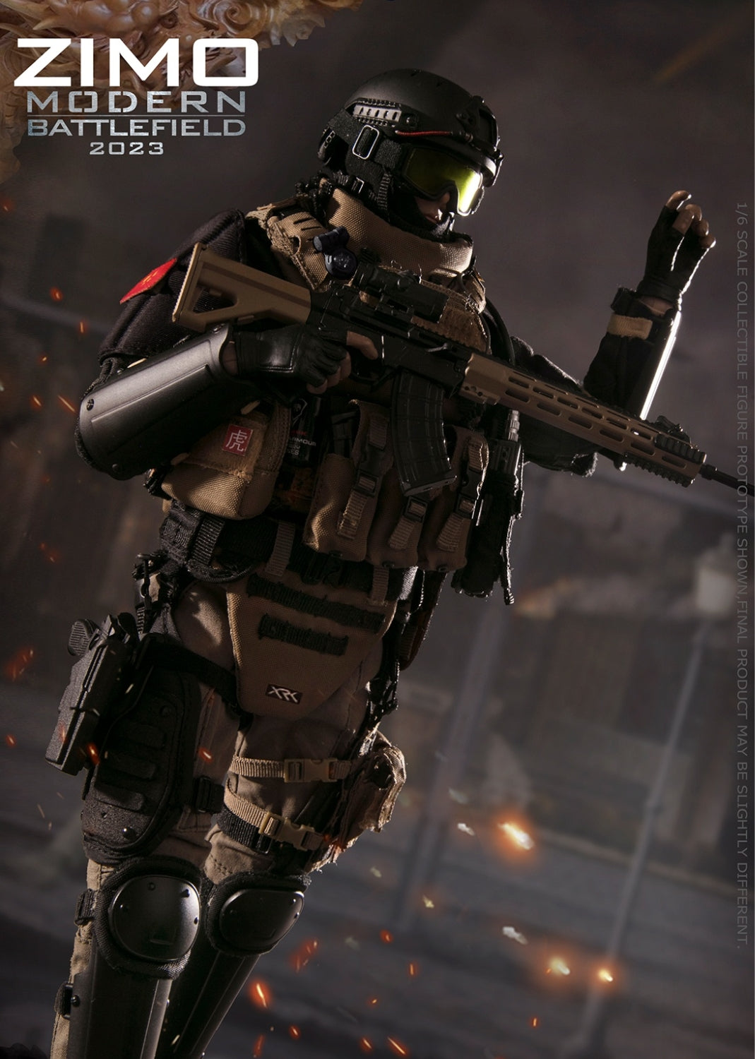 Figura coleccionable Flagset: Modern Battlefield, End War Ghost, Zimo, estilo militar, figura de acción masculina en miniatura a escala 1:6 FS73049