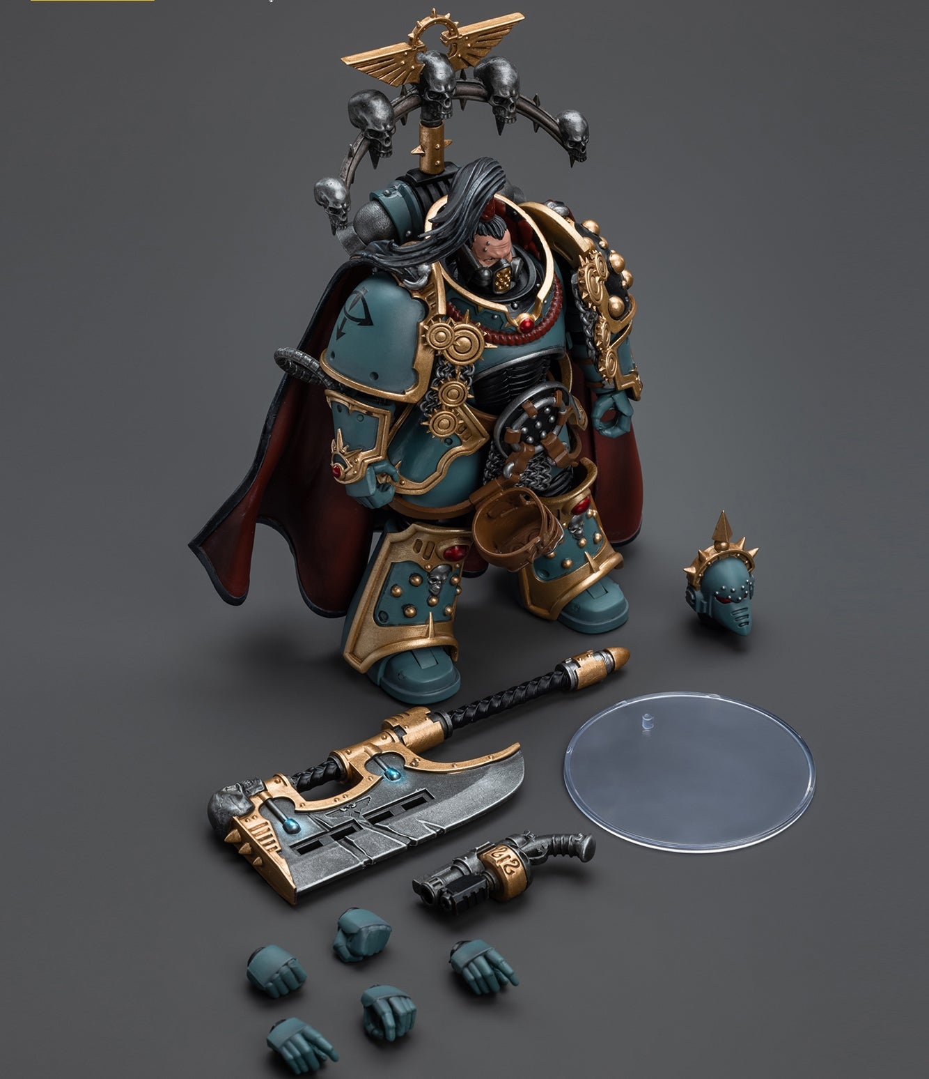 Figurine de collection JoyToy Warhammer The Horus Heresy : Préteur de la Légion des Fils d'Horus avec hache énergétique, échelle 1:18, JT9503