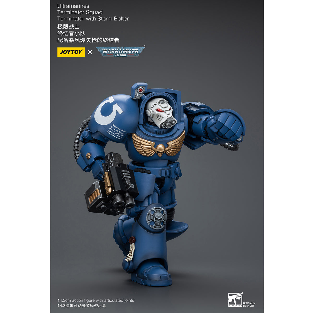 JOYTOY Warhammer 40,000, Ultramarines Terminator Squad Terminator with Assault Cannon/Terminator with Storm Bolter/Sergeant with Power Sword and Teleport Homer Action Figures