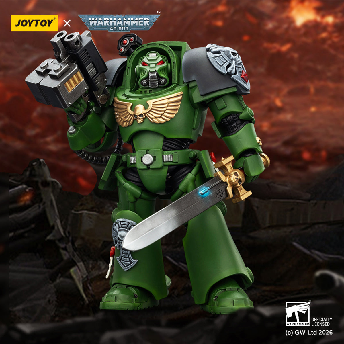 JOYTOY Warhammer 40,000 Salamanders Terminator with Power Fist and Assault Cannon & with Power Fist and Storm Bolter & with Power Sword and Storm Bolter Action Figure