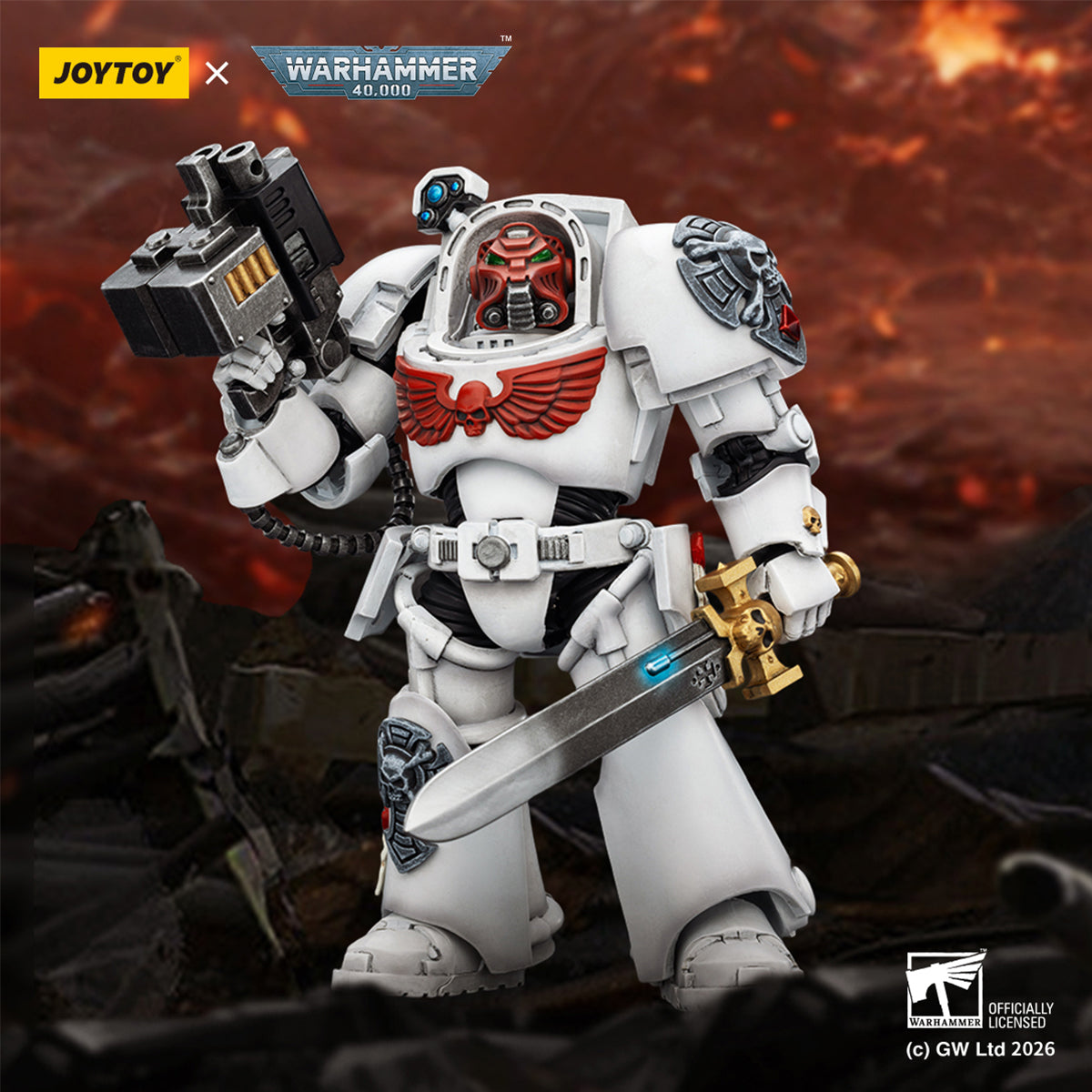 JOYTOY Warhammer 40,000 White Scars Terminator with Power Fist and Assault Cannon & with Power Fist and Storm Bolter & with Power Sword and Storm Bolter Action Figure