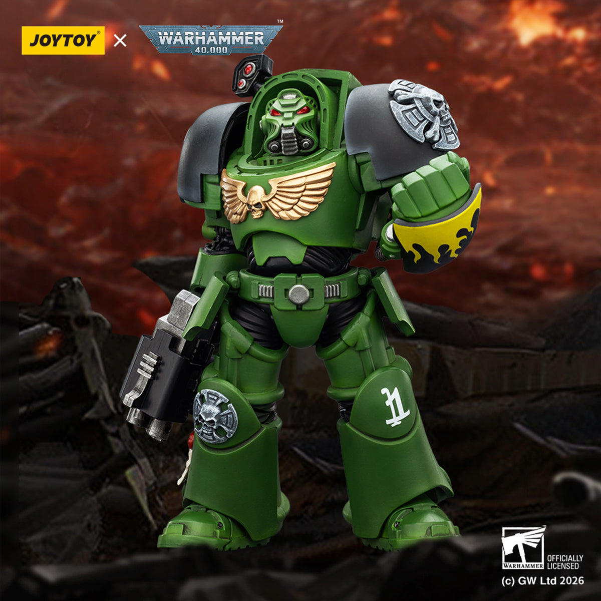 JOYTOY Warhammer 40,000 Salamanders Terminator with Power Fist and Assault Cannon & with Power Fist and Storm Bolter & with Power Sword and Storm Bolter Action Figure