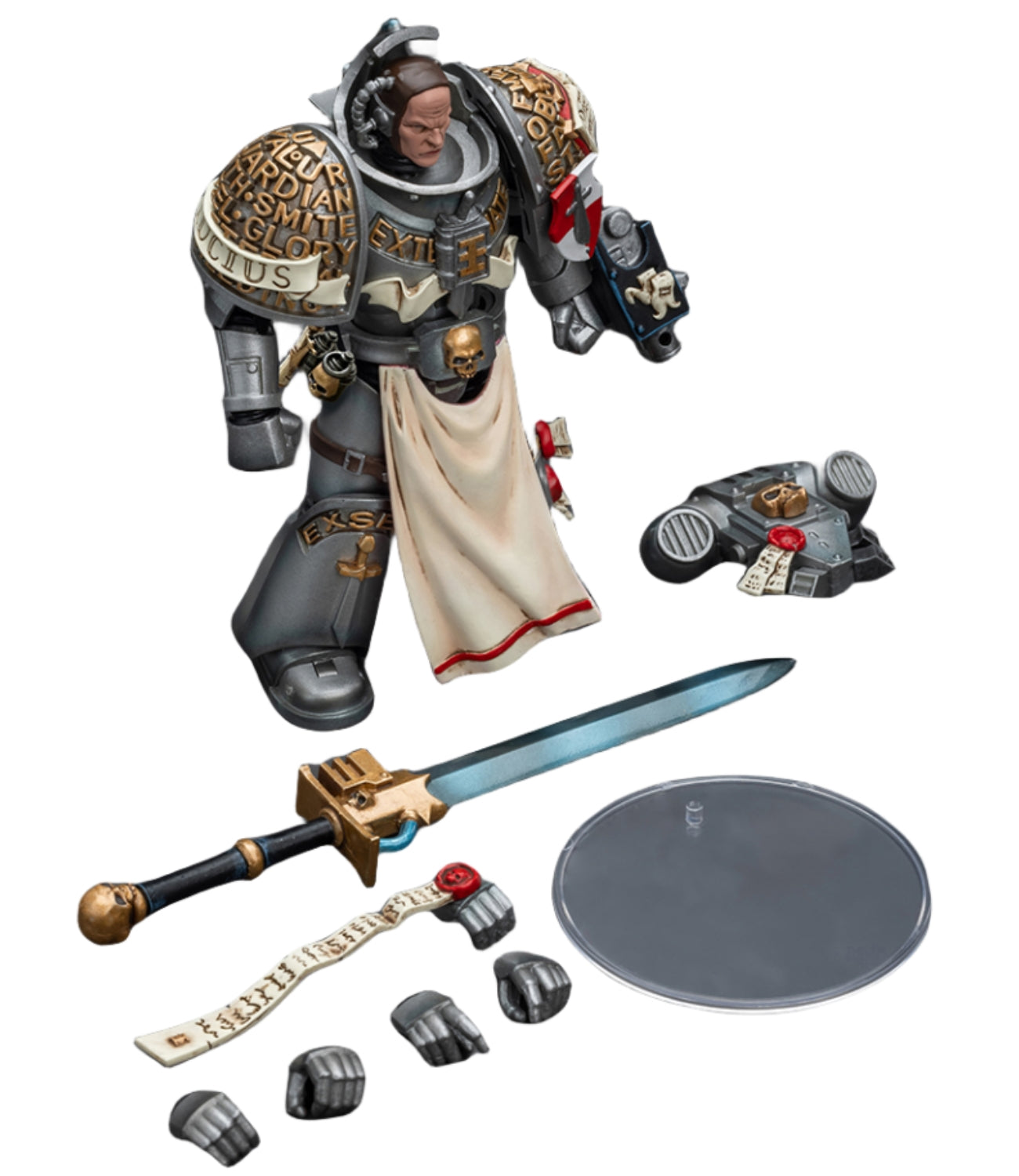 Figurine de collection JoyToy Warhammer 40K : Grey Knights Strike Squad Justicar, figurine articulée à l'échelle 1:18, JT8995