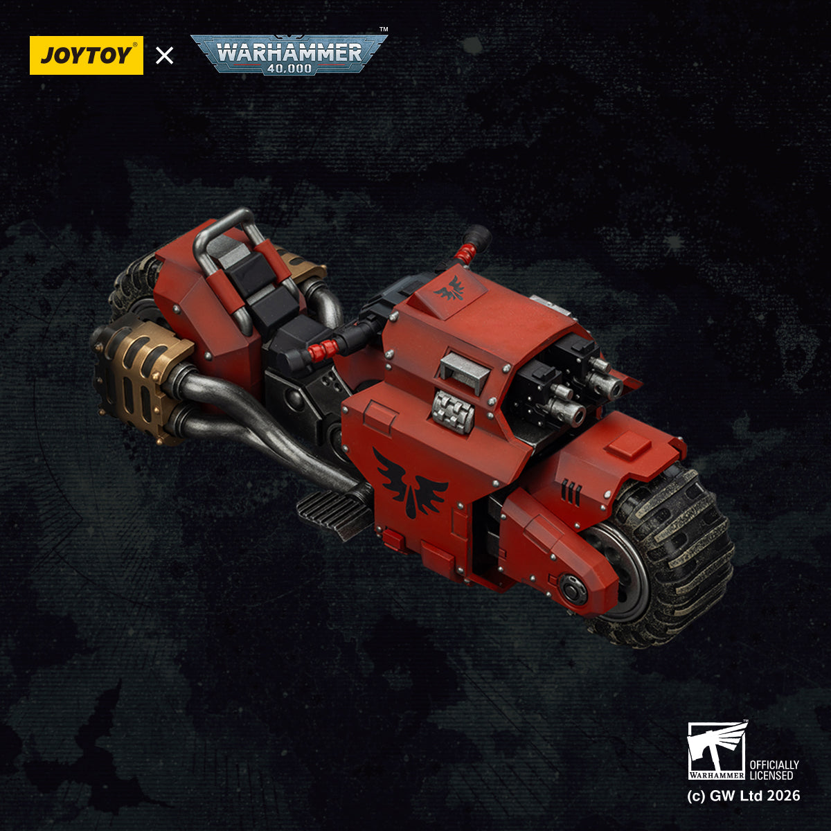 JOYTOY Warhammer 40K Raven Guard/Space Wolves/Blood Angels Raider-pattern Combat Bike with twin-linked bolt rifles (JT03776) 1/18 Scale Action Figure Vehicle Set