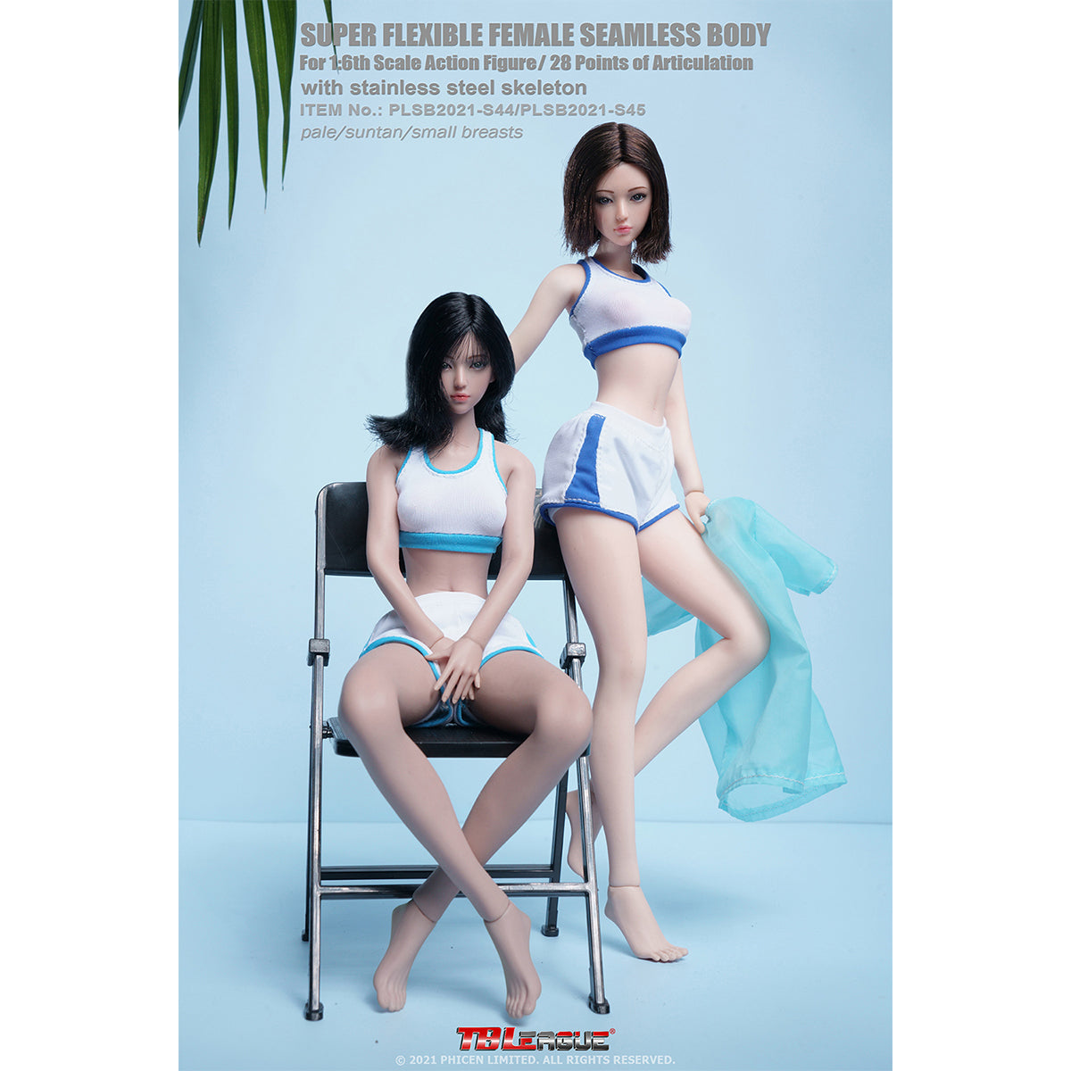 TBLeague Seamless Female Small Bust Anime Type S44 Pale-Skin Detachable Feet with Head Sculpt 1/6 Scale Action Figure Body