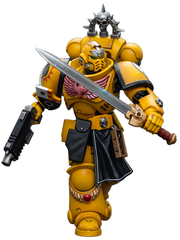 Figurine de collection JoyToy Warhammer 40K : Lieutenant Imperial Fists avec épée énergétique, échelle 1:18