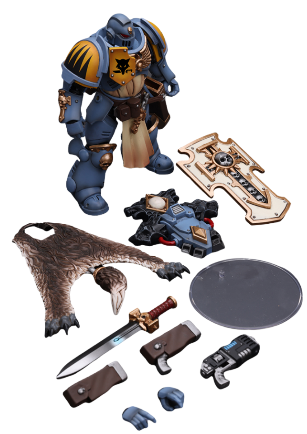 Figurine de collection JoyToy 40K : Primaris Space Marines Space Wolves Bladeguard Veteran, échelle 1:18, figurines d'action JT2795 (Space Wolves JT2795)