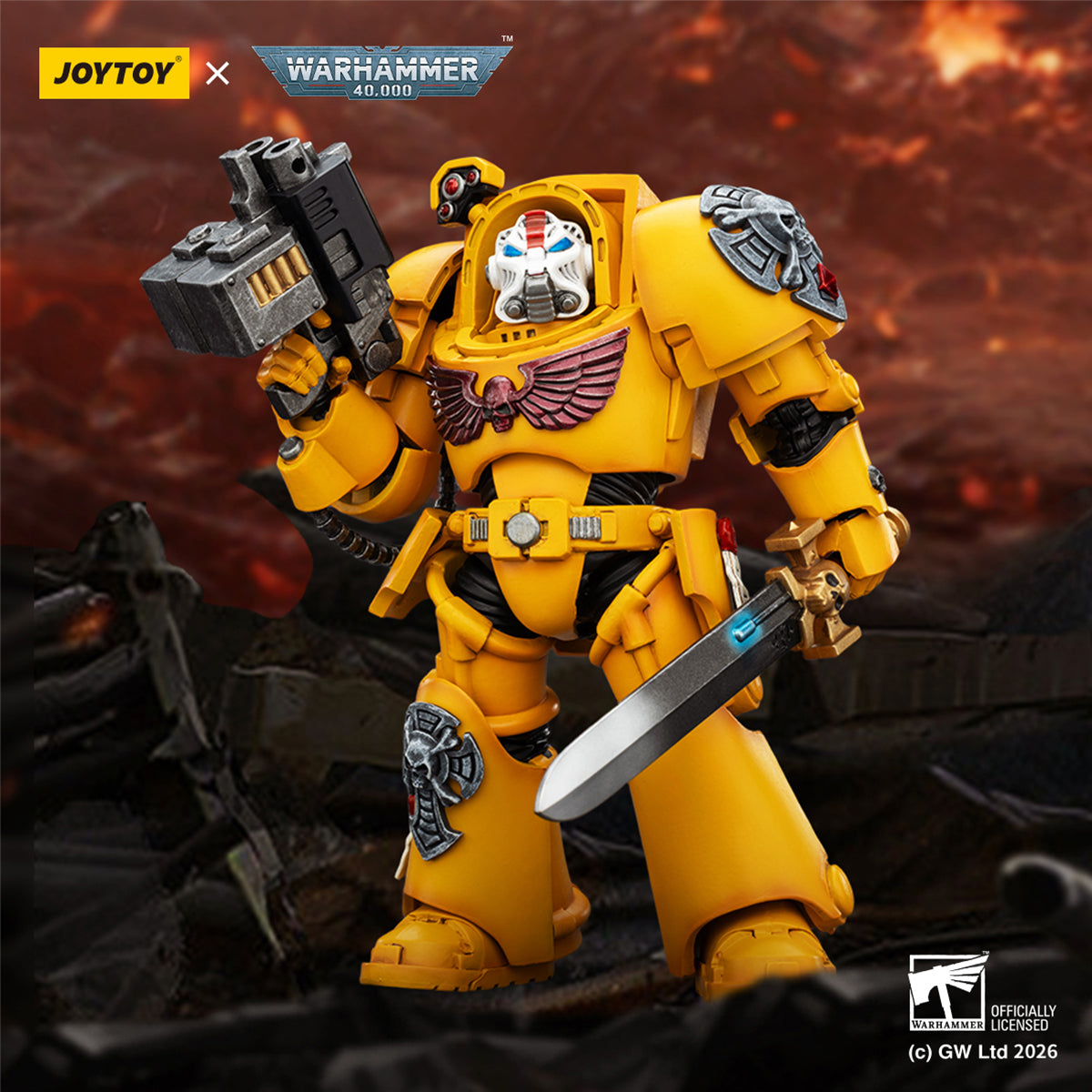 JOYTOY Warhammer 40,000 Imperial Fists Terminator with Power Fist and Assault Cannon & with Power Fist and Storm Bolter & with Power Sword and Storm Bolter Action Figure