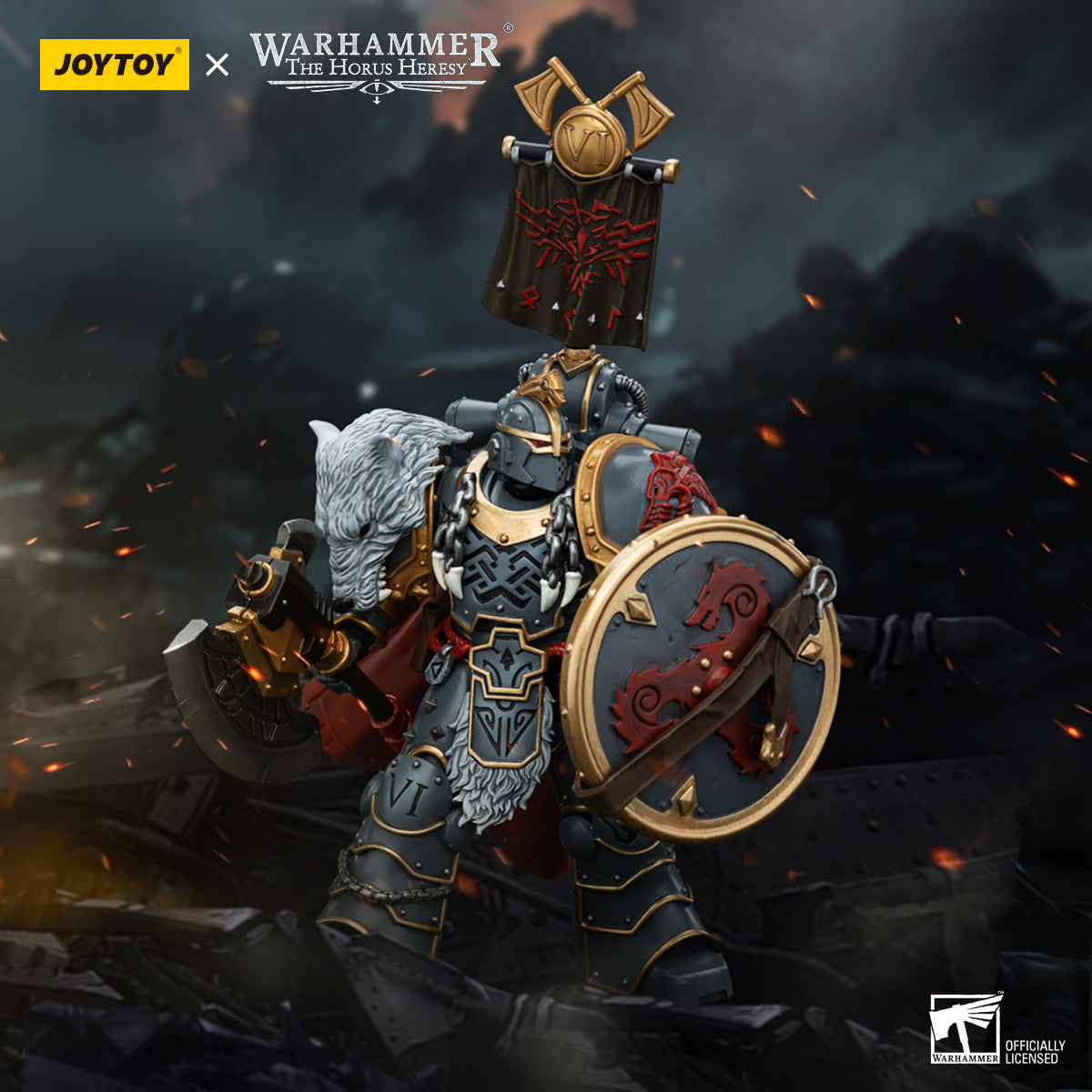 JOYTOY Warhammer The Horus Heresy Space Wolves Legion Praetor with Power Axe and Combat Shield Action Figures