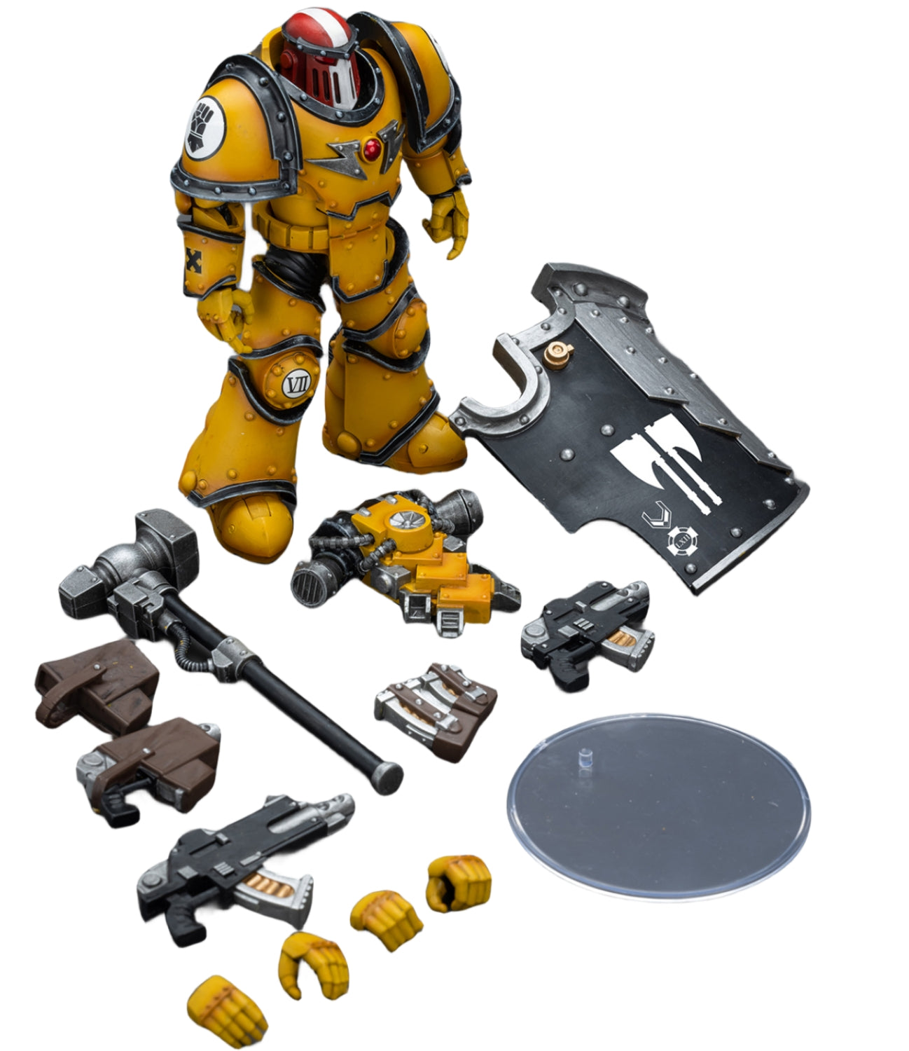 Figurine de collection JoyToy Warhammer The Horus Heresy : Imperial Fists Legion MkIII Breacher Squad Sergeant avec Thunder Hammer, échelle 1:18, JT9107