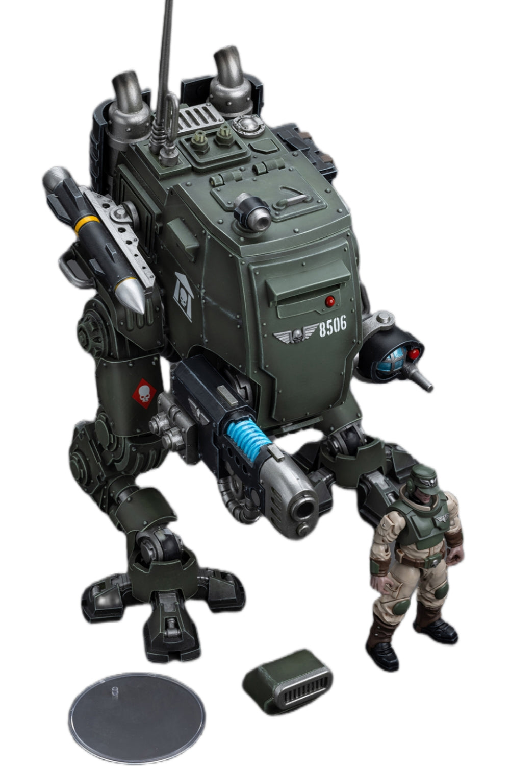 JoyToy Warhammer 40K Figurine à collectionner : Astra Militarum Cadian Armored Sentinel à l'échelle 1:18, figurines d'action JT8940