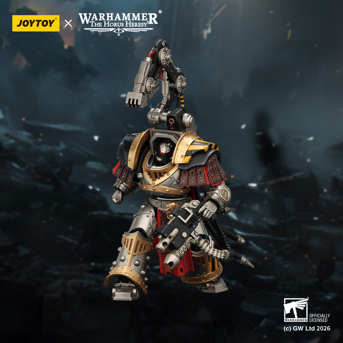 JOYTOY Warhammer The Horus Heresy Iron Warriors Warsmithwith Graviton Crusher Hammer & Legion Praevian with Bolt Pistol 1/18 Scale Action Figure