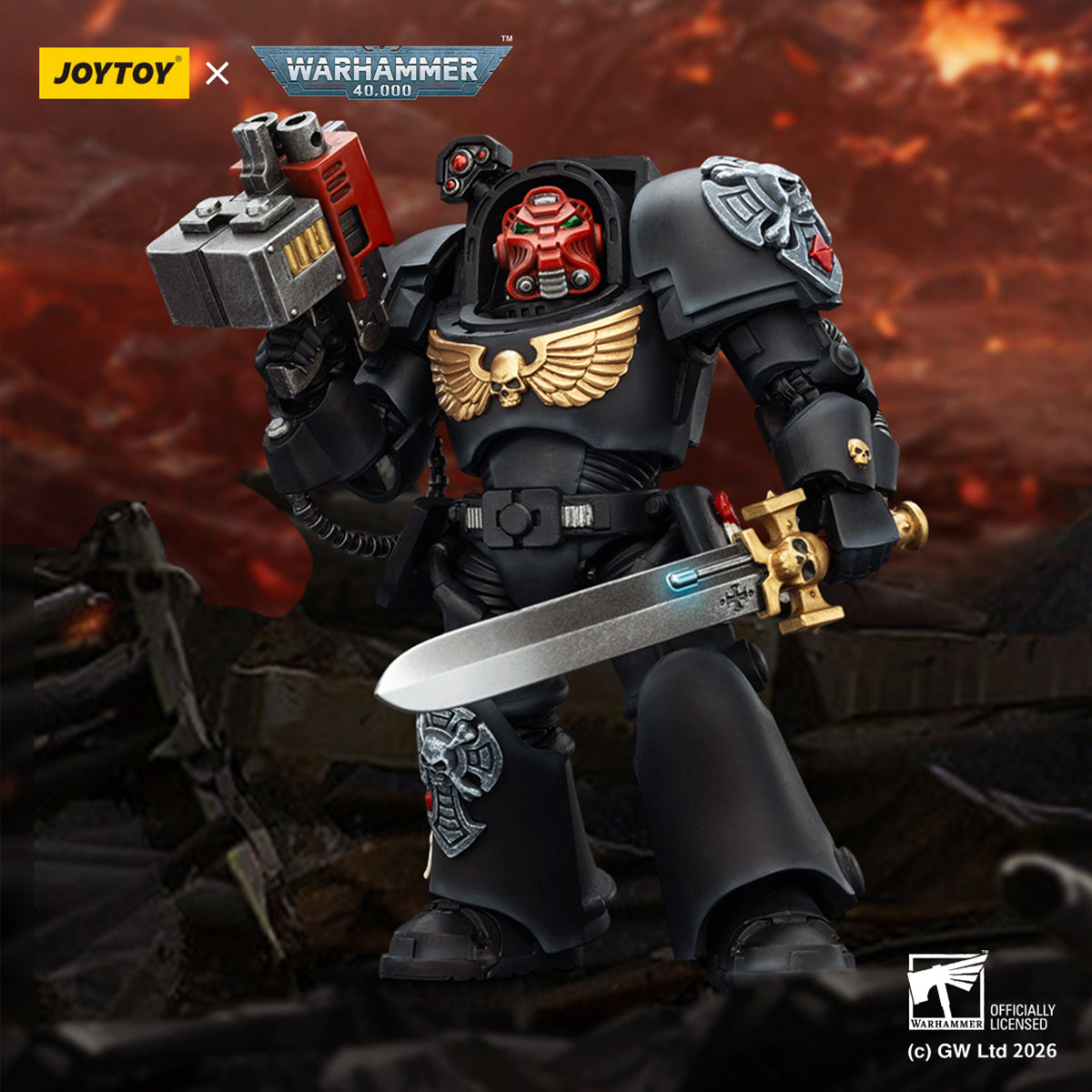 JOYTOY Warhammer 40,000 Black Templars Terminator with Power Fist and Assault Cannon & with Power Fist and Storm Bolter & with Power Sword and Storm Bolter Action Figure