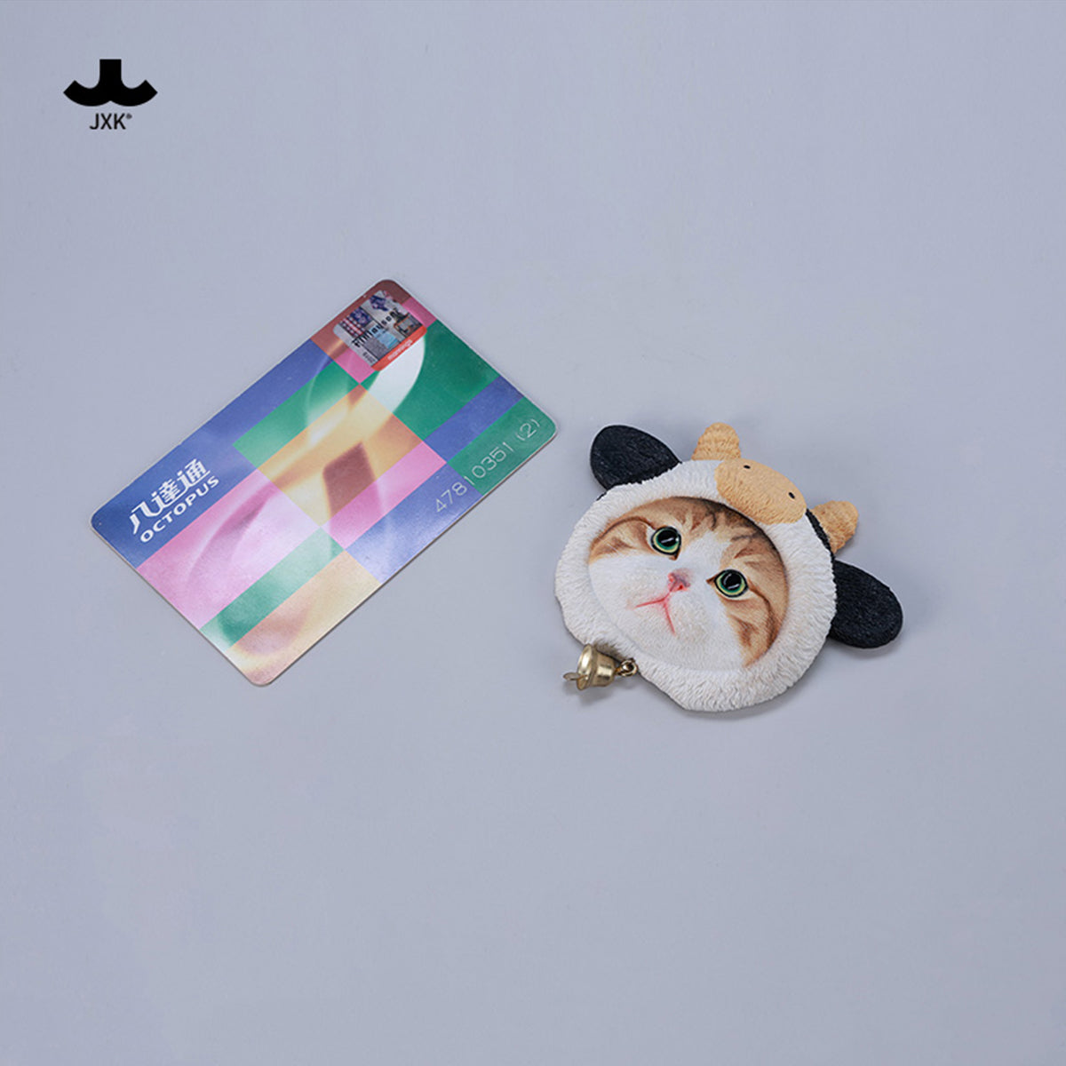 JXK, Cute Cat in Milk Cow Hat Magnet, Static Expertly Hand-Painted Lifelike Animal Figurine