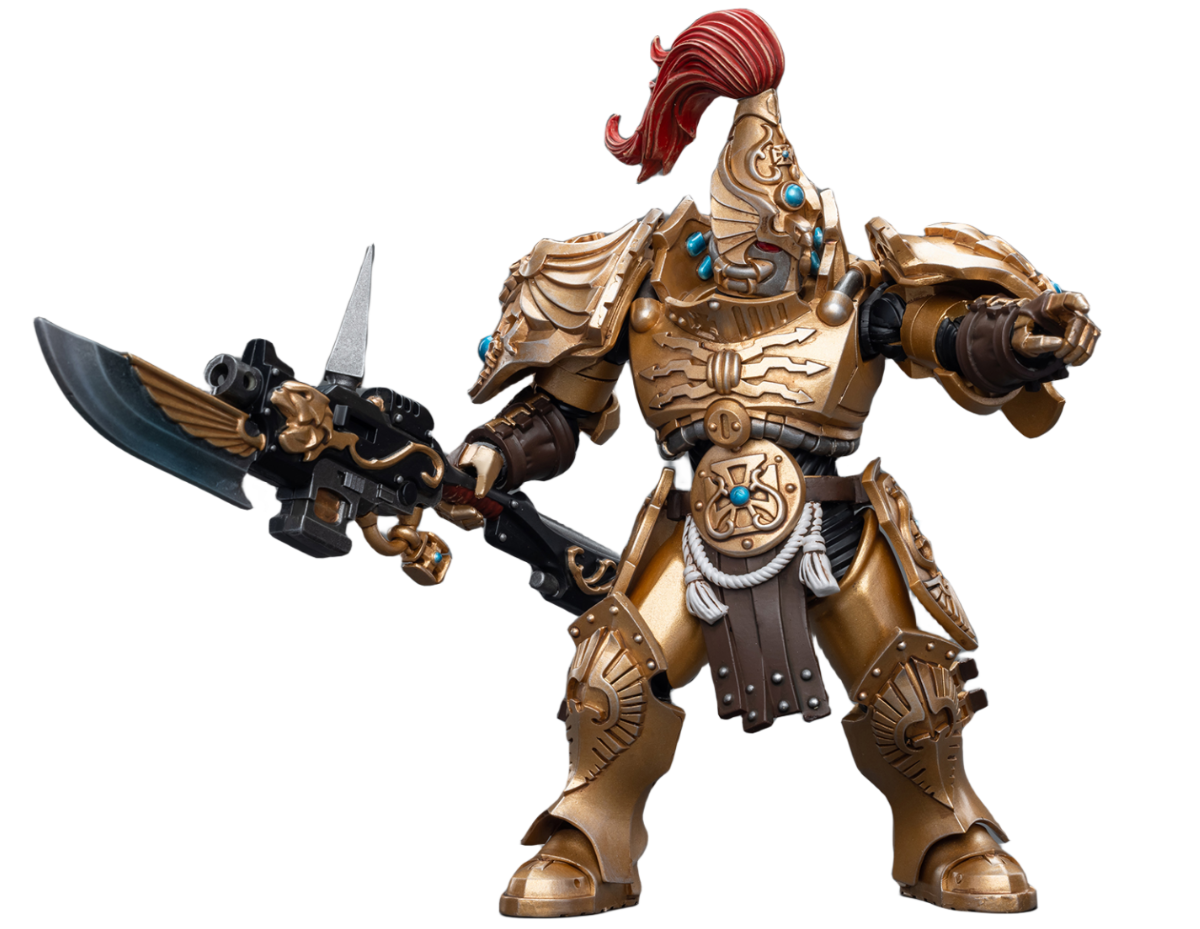 Figurine de collection JoyToy Warhammer 40K : Black Templars Primaris Initiate Brother Raemont, échelle 1:18 (Gardien avec lance de gardien)