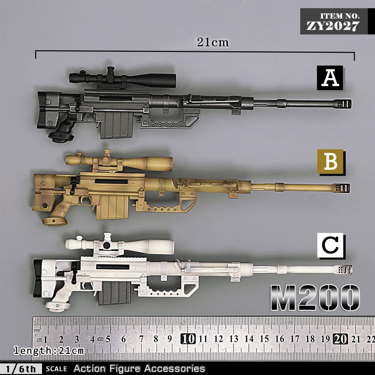 ZYTOYS, Sniper Rifle M200 Weapon Model, Doll Accessory for 12-inches Action Figurine