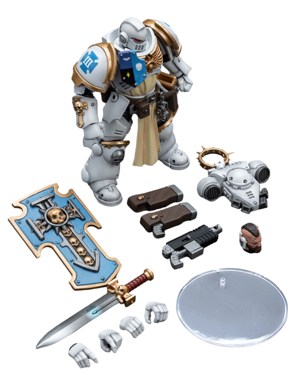 JoyToy Warhammer 40K Figurine à collectionner : Consuls Blancs Bladeguard Veteran Figurines d'action à l'échelle 1:18 JT7981