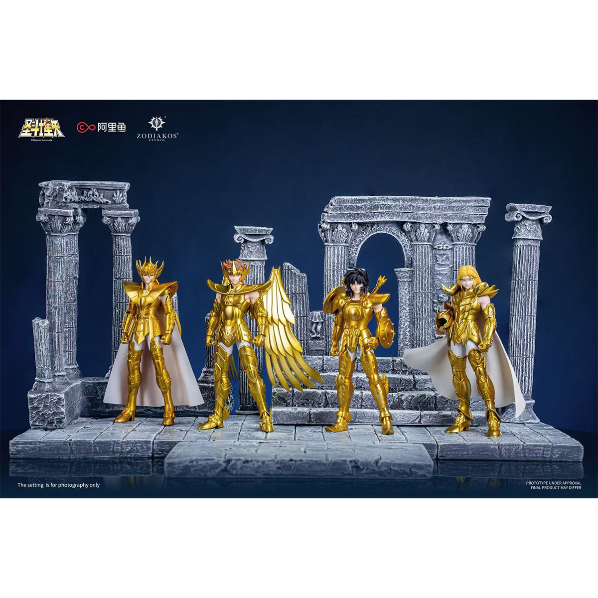 Zodiakos Studio, Saint Seiya SS-01 Libra Dohko/SS-02 Aries Mu/SS-03 Sagittarius Aiolos/SS-04 Virgo Shaka, Art Anime Statue