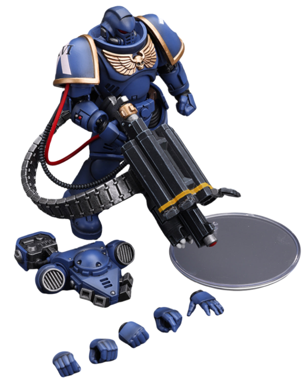 Figurine de collection JoyToy Warhammer 40K : Ultramarines Castellan Launcher Super Frag, échelle 1:18 (Castellan Launcher-Superfrag JT8827)