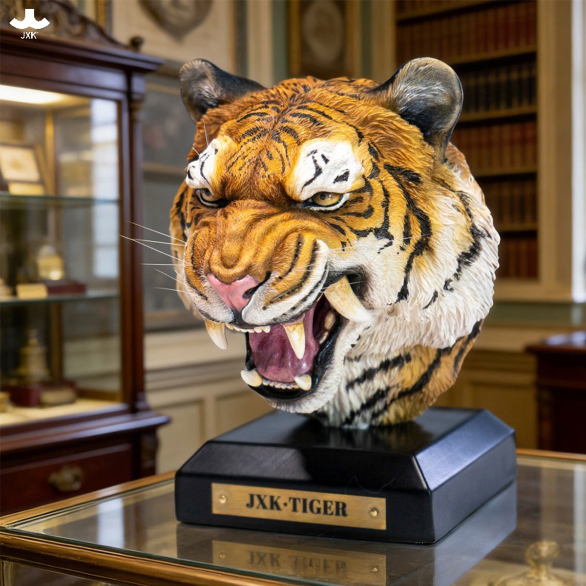 JXK SA004 Tiger Head Statue Realistic Collectible Animal Figurine