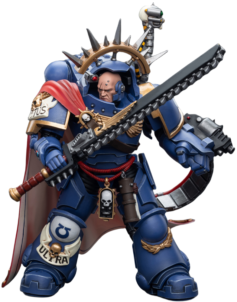 Figurine de collection JoyToy Warhammer 40K : Capitaine Ultramarine en armure Gravis, échelle 1:18