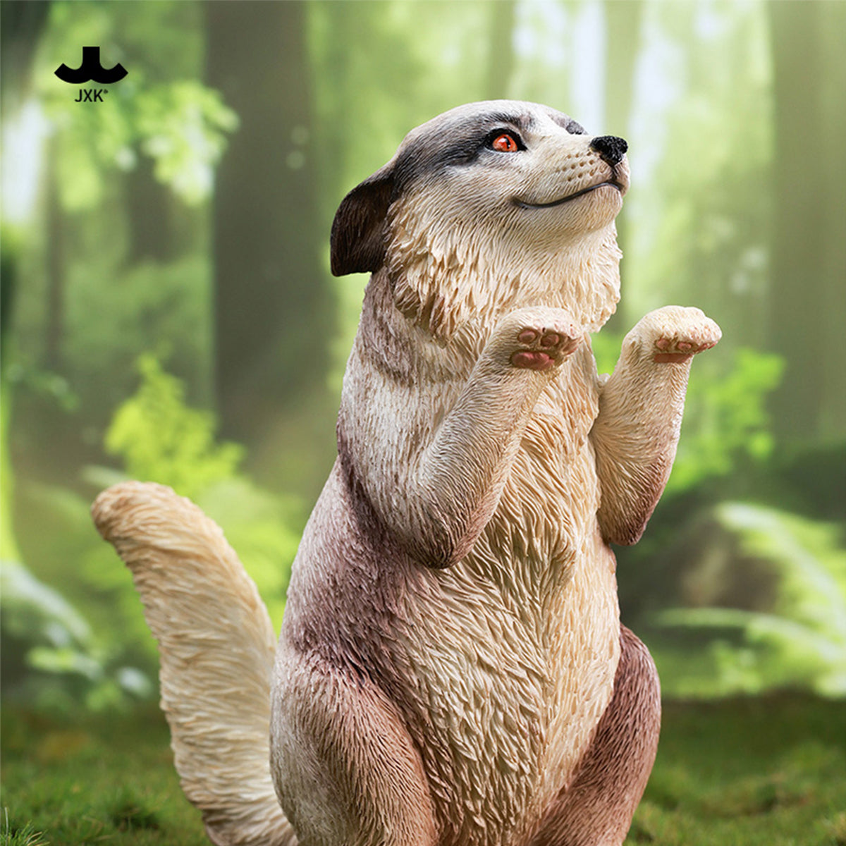 JXK Fluffy Fox Static Expertly Hand-Painted Lifelike Animal Figurine