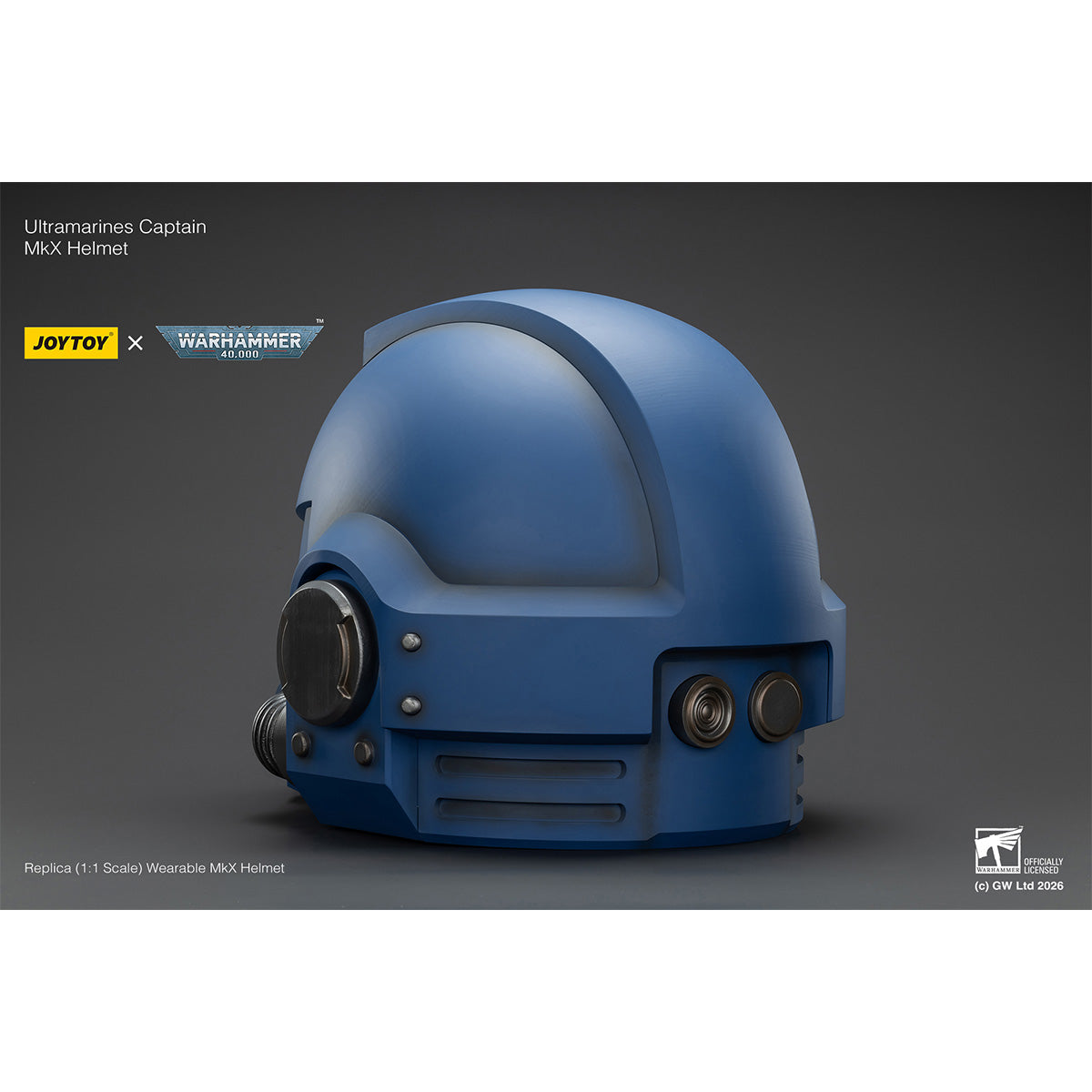 JOYTOY Warhammer 40K Ultramarines Captain MkX Helmet & Display Stand 1/1 Scale