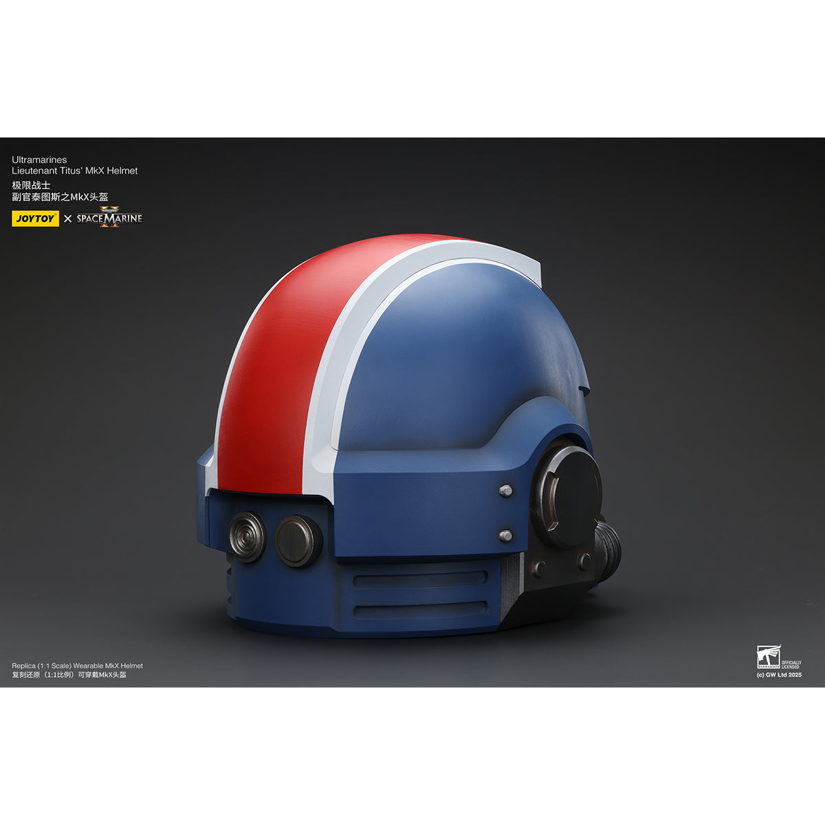 JOYTOY Warhammer 40,000, Ultramarines Lieutenant Titus' MKX Helmet & Display Stand, 1/1 Scale Collectibles