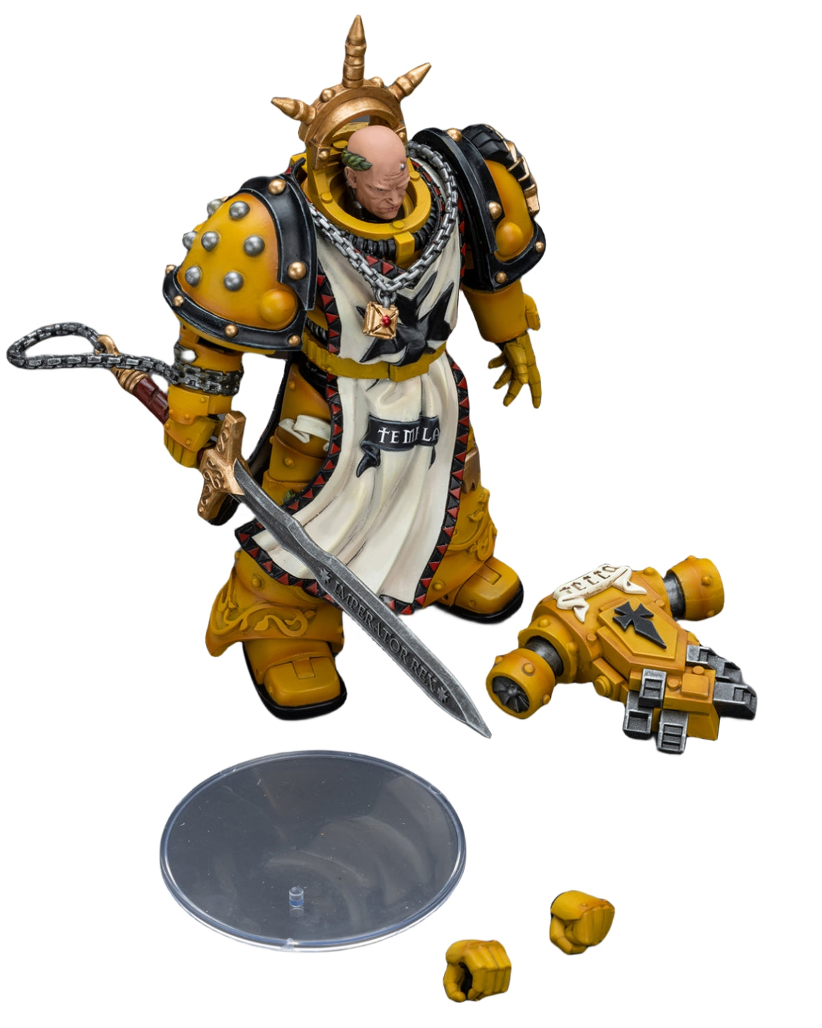 Figurine de collection JoyToy Warhammer The Horus Heresy : Imperial Fists Sigismund, premier capitaine des Imperial Fists, figurine articulée à l'échelle 1:18 JT9237