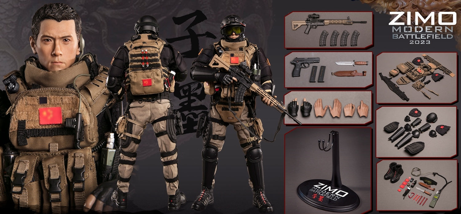 Figura coleccionable Flagset: Modern Battlefield, End War Ghost, Zimo, estilo militar, figura de acción masculina en miniatura a escala 1:6 FS73049