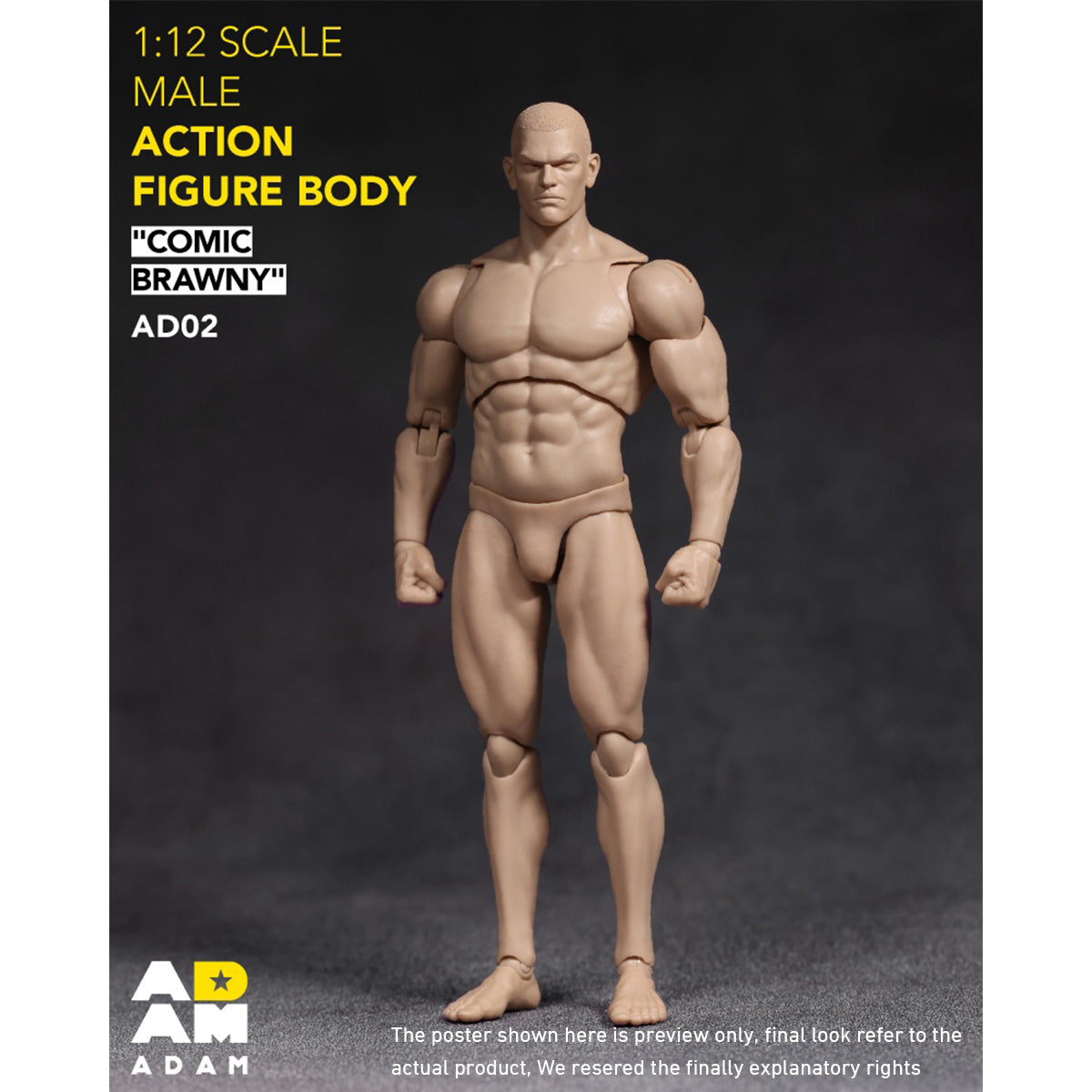 ADAM AD02 Articulated Joints Male Super Strong Comic Style 1/12 Scale Action Figure Body