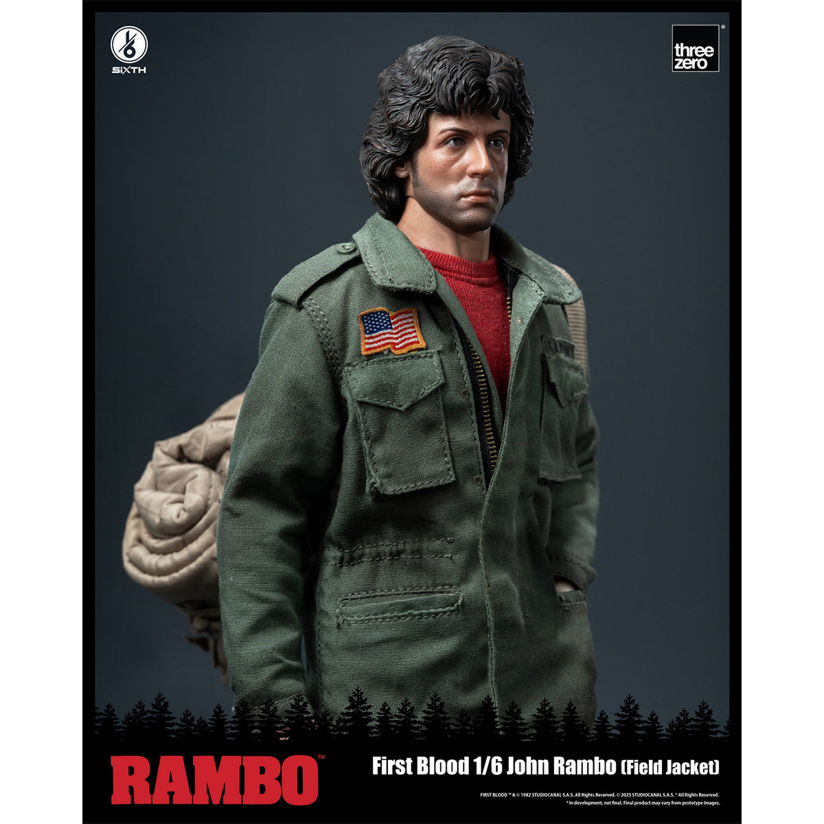 Threezero Rambo: First Blood - 3Z05530W0 John Rambo Field Jacket Edition 1/6 Scale Movie Style Action Figure