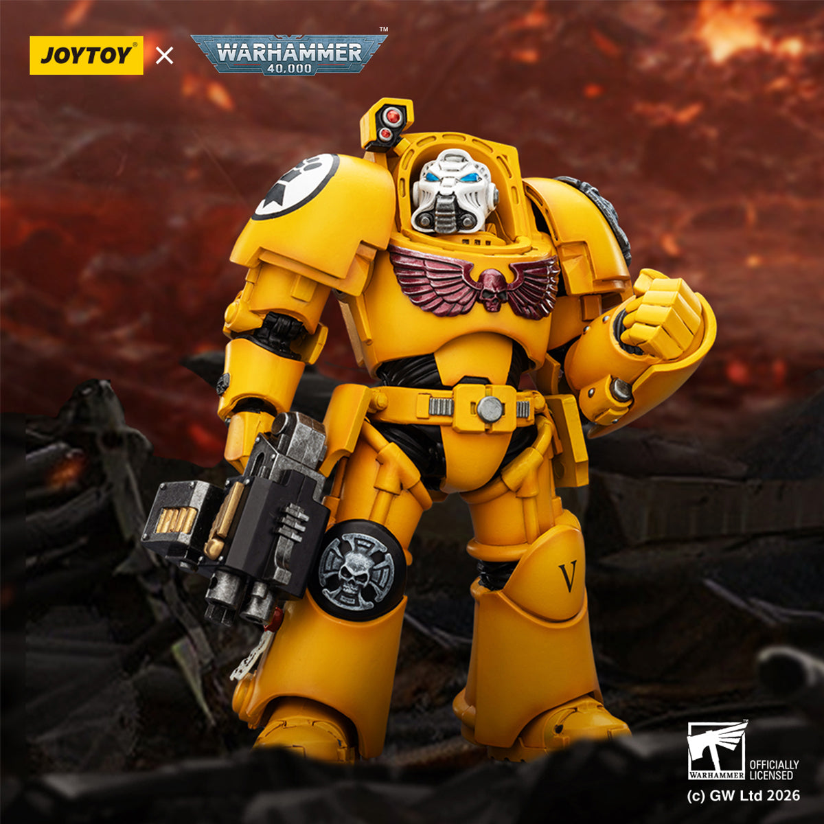 JOYTOY Warhammer 40,000 Imperial Fists Terminator with Power Fist and Assault Cannon & with Power Fist and Storm Bolter & with Power Sword and Storm Bolter Action Figure