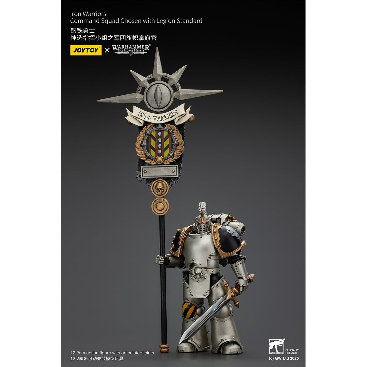 JOYTOY Warhammer The Horus Heresy, Iron Warriors Command Squad Chosen with Legion Standard/MKVI Tactical Sergeant with Power Sword and Plasma Pistol, Action Figures