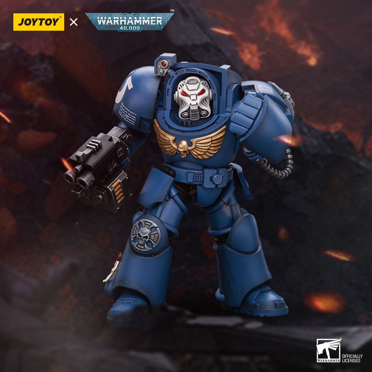 JOYTOY Warhammer 40,000, Ultramarines Terminator Squad Terminator with Assault Cannon/Terminator with Storm Bolter/Sergeant with Power Sword and Teleport Homer Action Figures