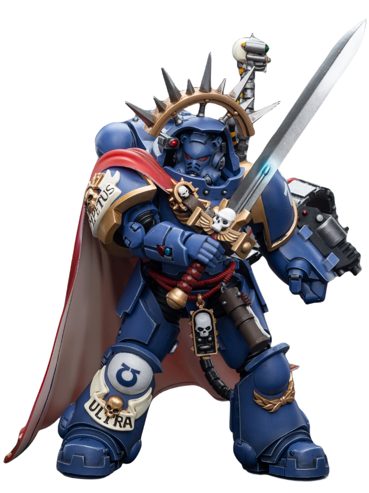 Figurine de collection JoyToy Warhammer 40K : Capitaine Ultramarine en armure Gravis, échelle 1:18