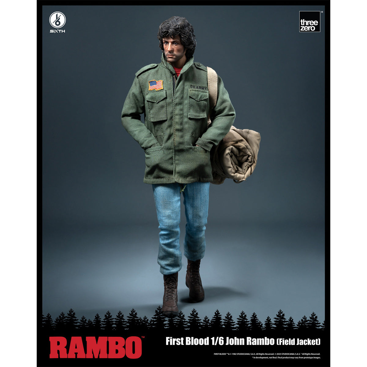 Threezero Rambo: First Blood - 3Z05530W0 John Rambo Field Jacket Edition 1/6 Scale Movie Style Action Figure