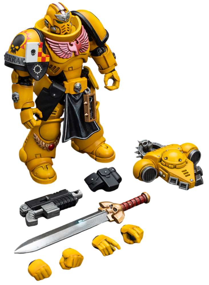 Figurine de collection JoyToy Warhammer 40K : Lieutenant Imperial Fists avec épée énergétique, échelle 1:18