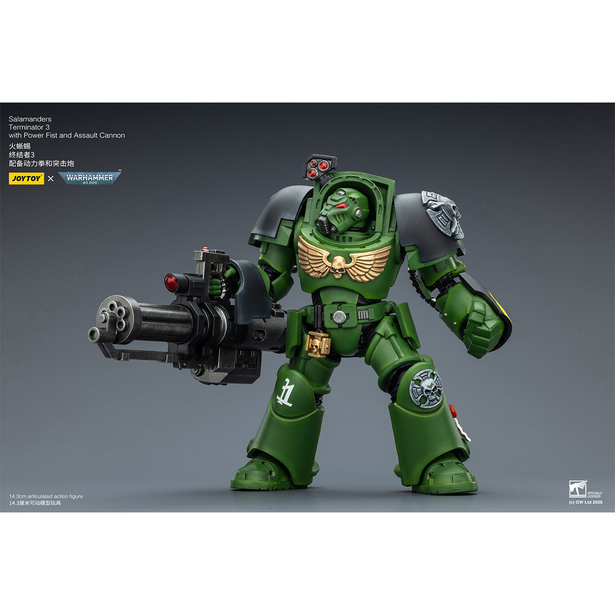JOYTOY Warhammer 40,000 Salamanders Terminator with Power Fist and Assault Cannon & with Power Fist and Storm Bolter & with Power Sword and Storm Bolter Action Figure