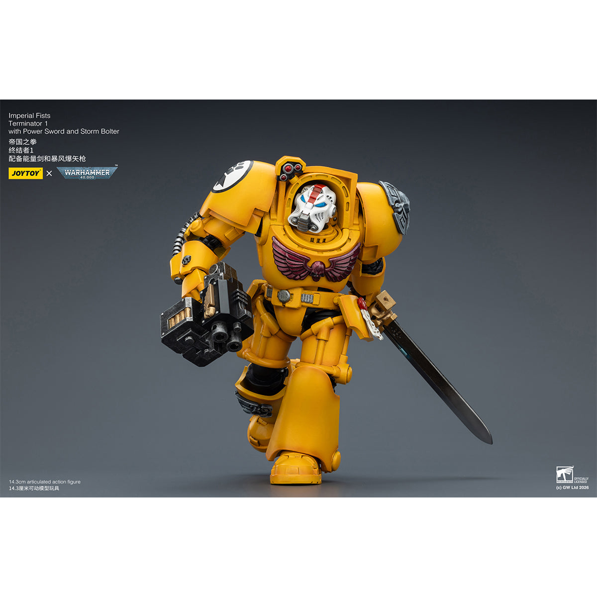 JOYTOY Warhammer 40,000 Imperial Fists Terminator with Power Fist and Assault Cannon & with Power Fist and Storm Bolter & with Power Sword and Storm Bolter Action Figure