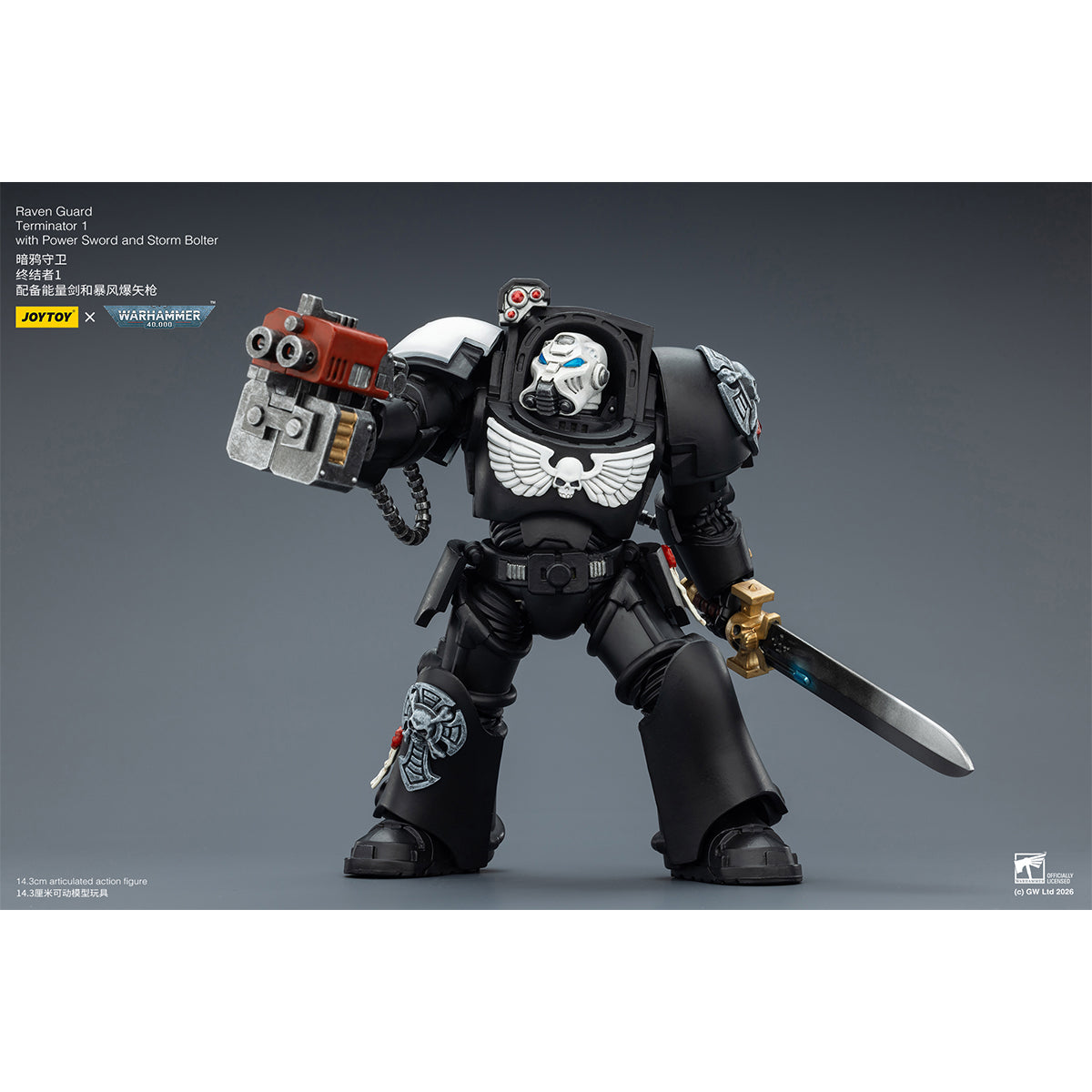JOYTOY Warhammer 40,000 Raven Guard Terminator with Power Fist and Assault Cannon & with Power Fist and Storm Bolter & with Power Sword and Storm Bolter Action Figure