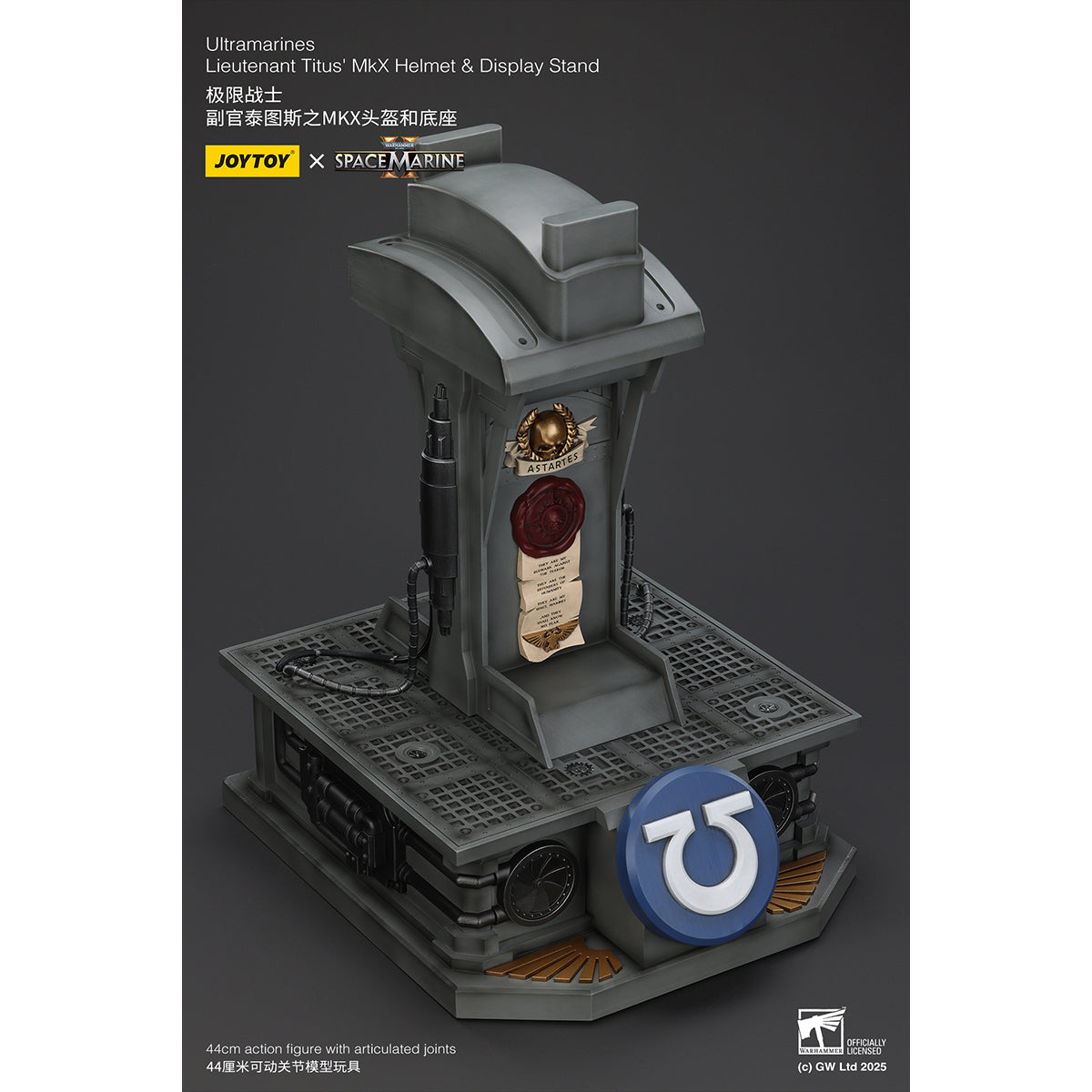 JOYTOY Warhammer 40,000, Ultramarines Lieutenant Titus' MKX Helmet & Display Stand, 1/1 Scale Collectibles