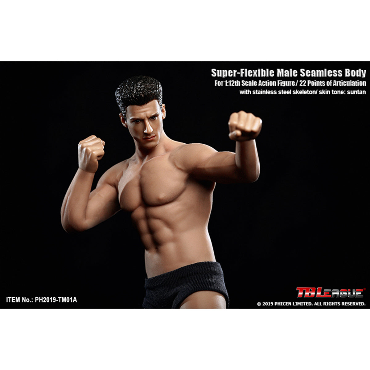 TBLeague, Seamless Muscular Male Body Suntan-Skin with Head Sculpt, Action Figures Body