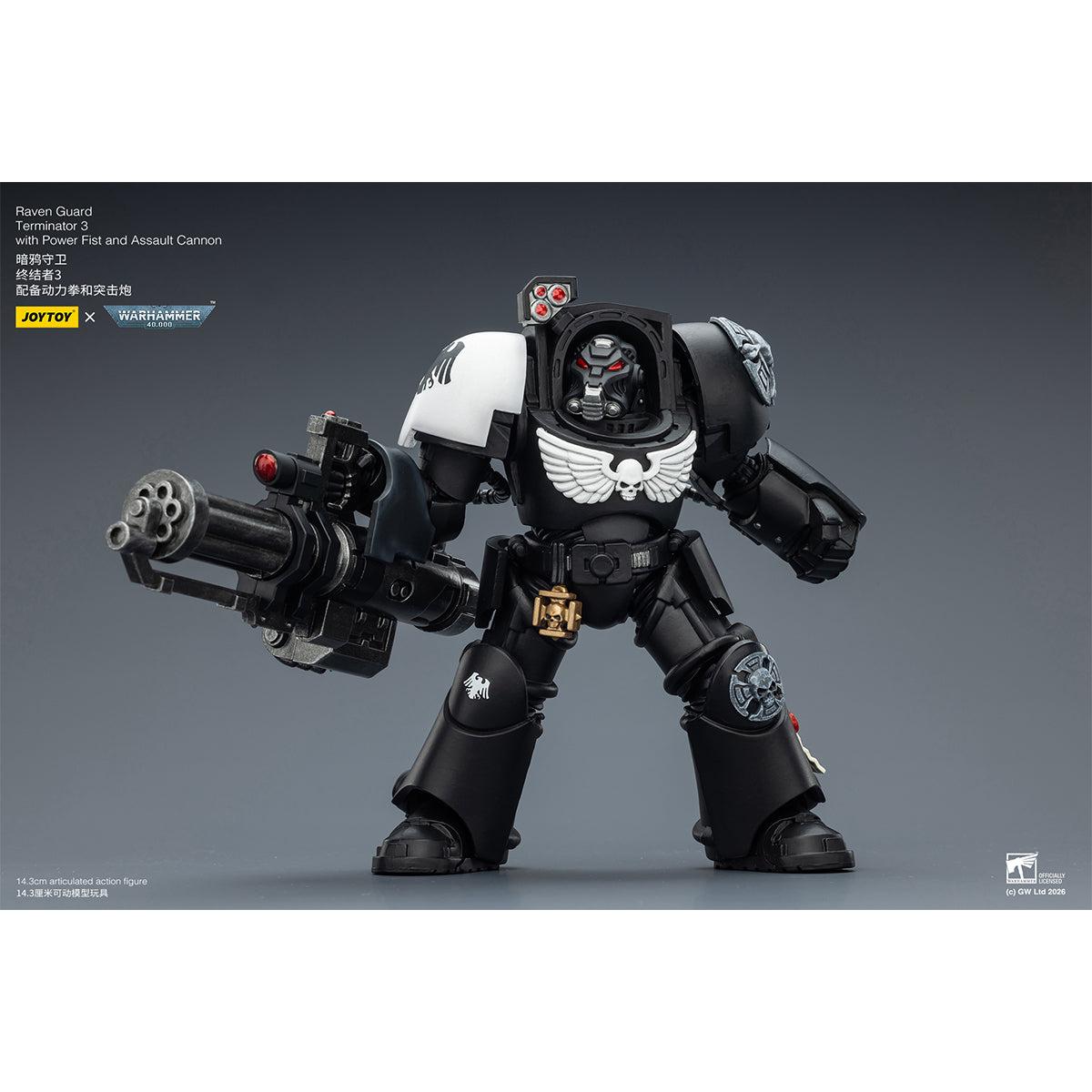 JOYTOY Warhammer 40,000 Raven Guard Terminator with Power Fist and Assault Cannon & with Power Fist and Storm Bolter & with Power Sword and Storm Bolter Action Figure