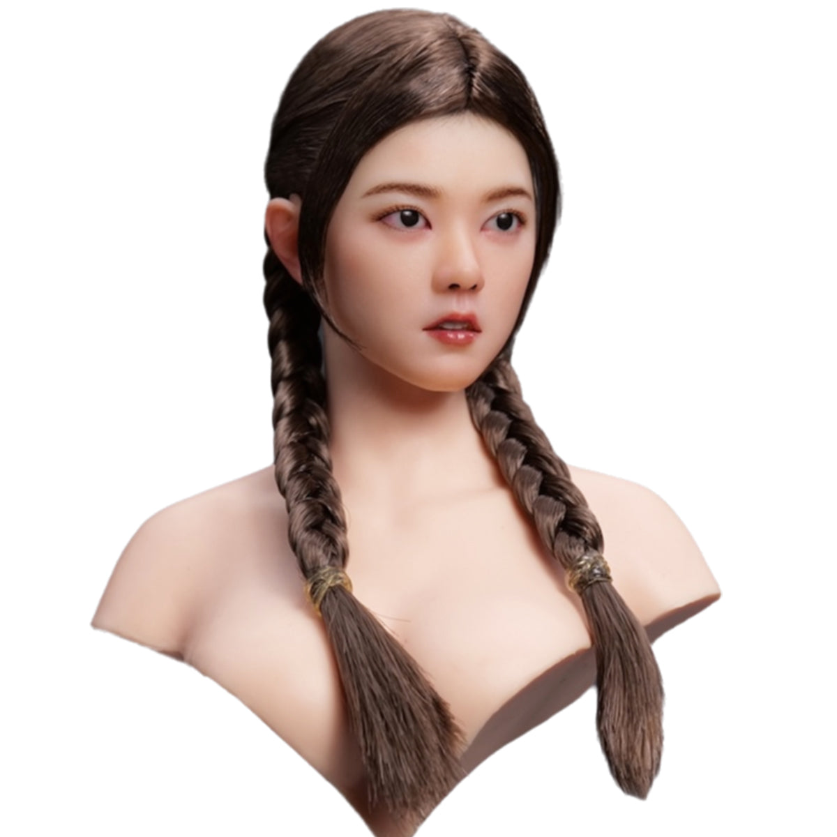 YMTOYS, Cabeza de mujer asiática con ojos móviles, esculpida en trigo, para figura de 30 cm