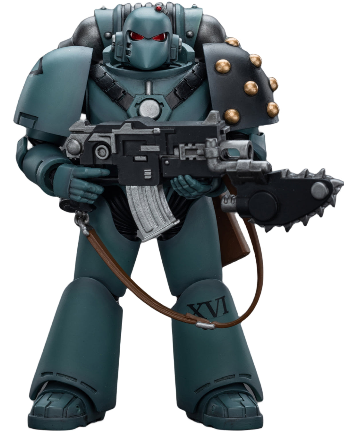 Figura coleccionable JoyToy Warhammer La Herejía de Horus: Legionario del Escuadrón Táctico de los Hijos de Horus MKVI con Bólter y Espada Sierra a escala 1:18 JT9497