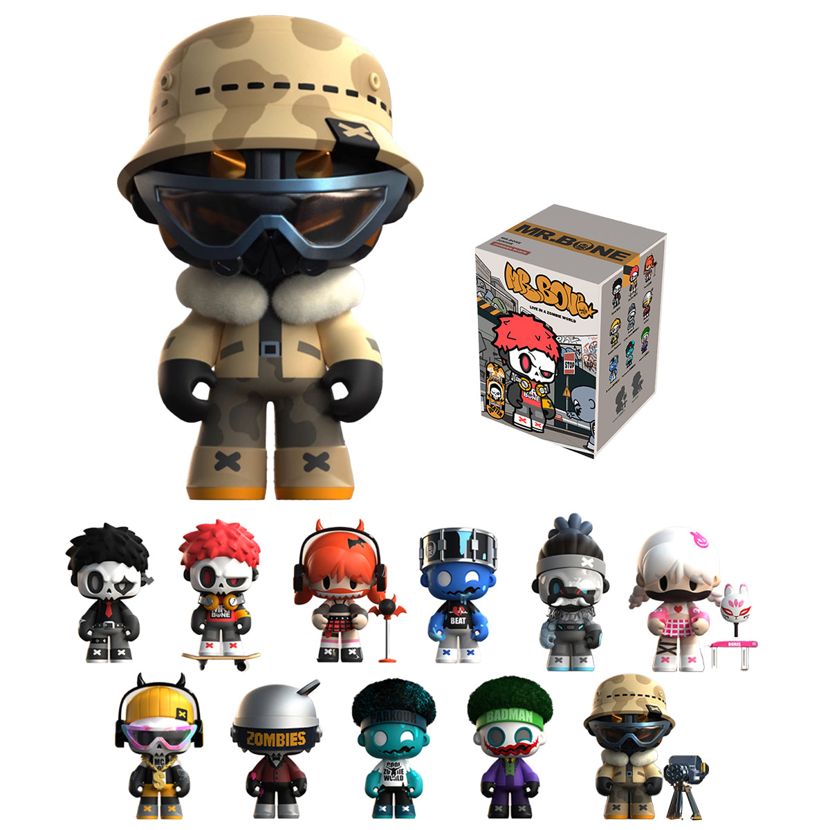 MR.BONE Jonior 2 Generation Live in a Zombie World Biochemical Street Series Blind Box Figure
