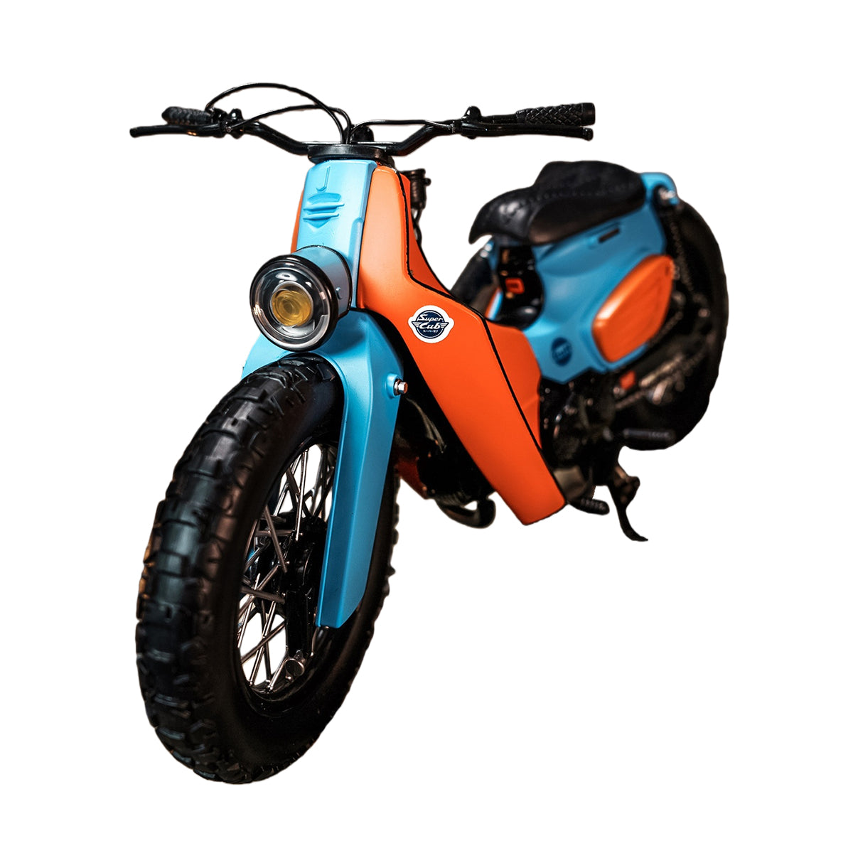 TrickyMan12 SUPER CUB SCRAMBLER MOTORCYCLE Vehicle & Rear Rack 1/6 Scale Vehicle Model